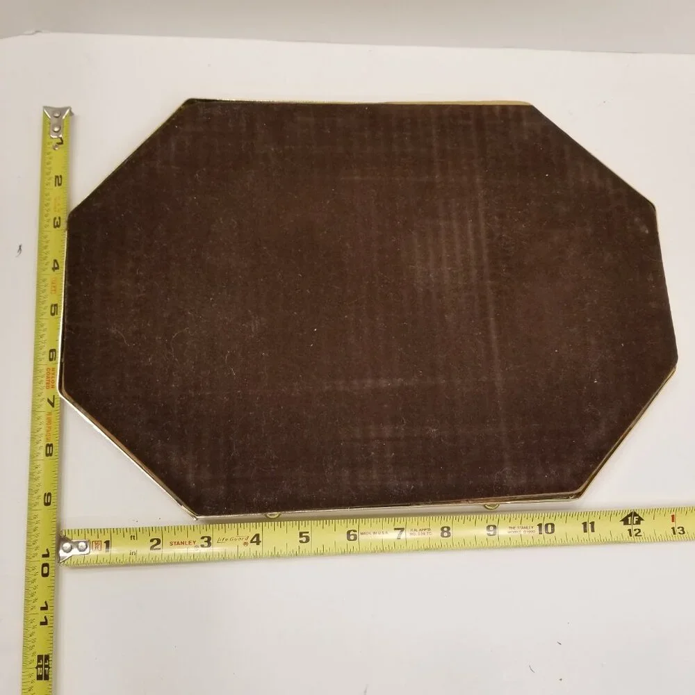 🔻REDUCED❣ Vintage Mirrored Brass Vanity P@rfume Display Octagonal Tray
